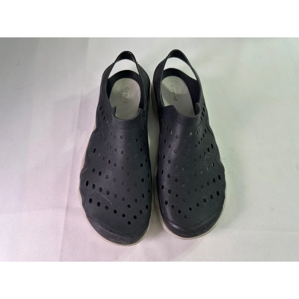 Crocs Swiftwater Wave Men's Size 9 Black White Slip On Water Sandals Beach Shoes